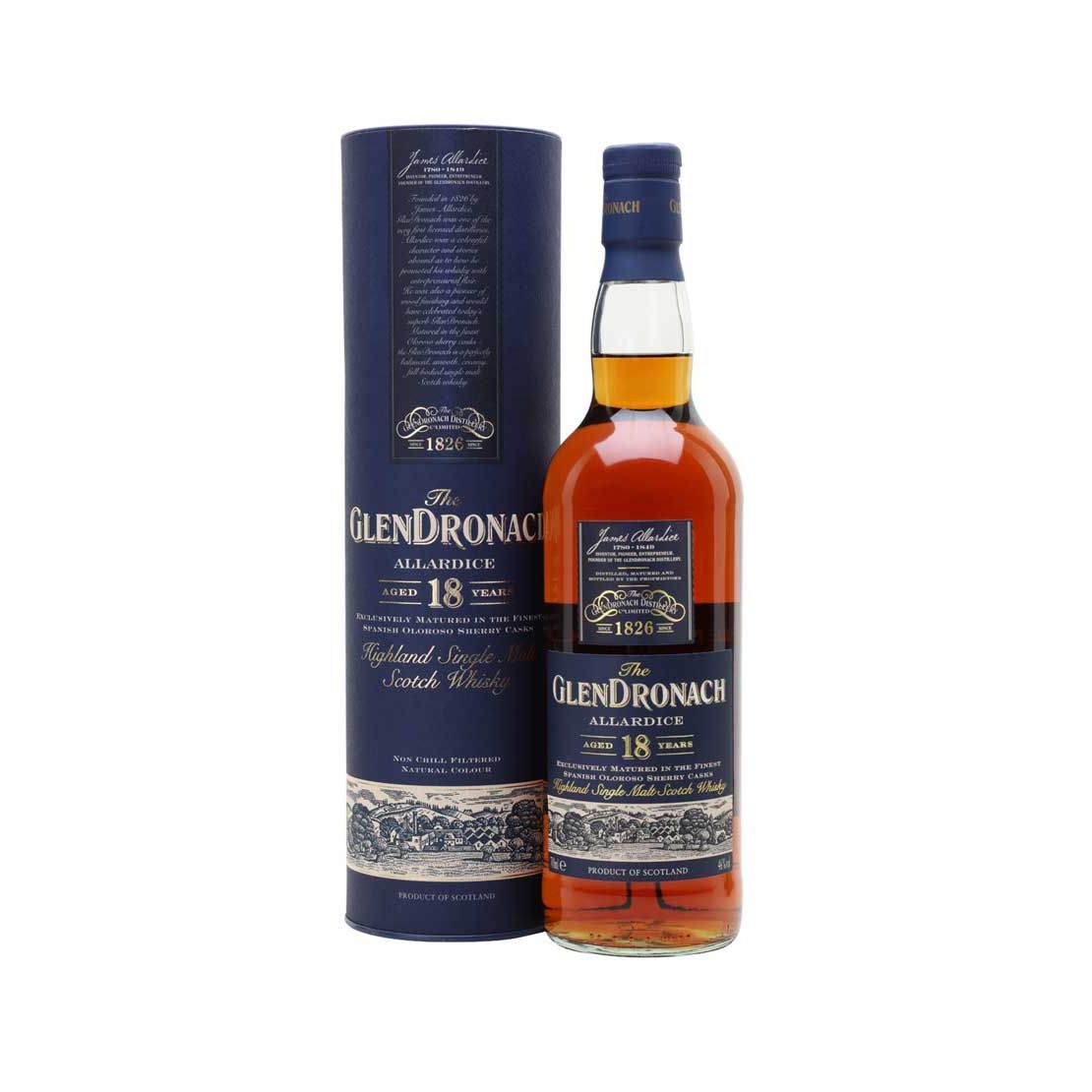 Glendronach Aged 18 Years Allardice Highland Single Malt Scotch Whisky 700ml @ 46 % abv