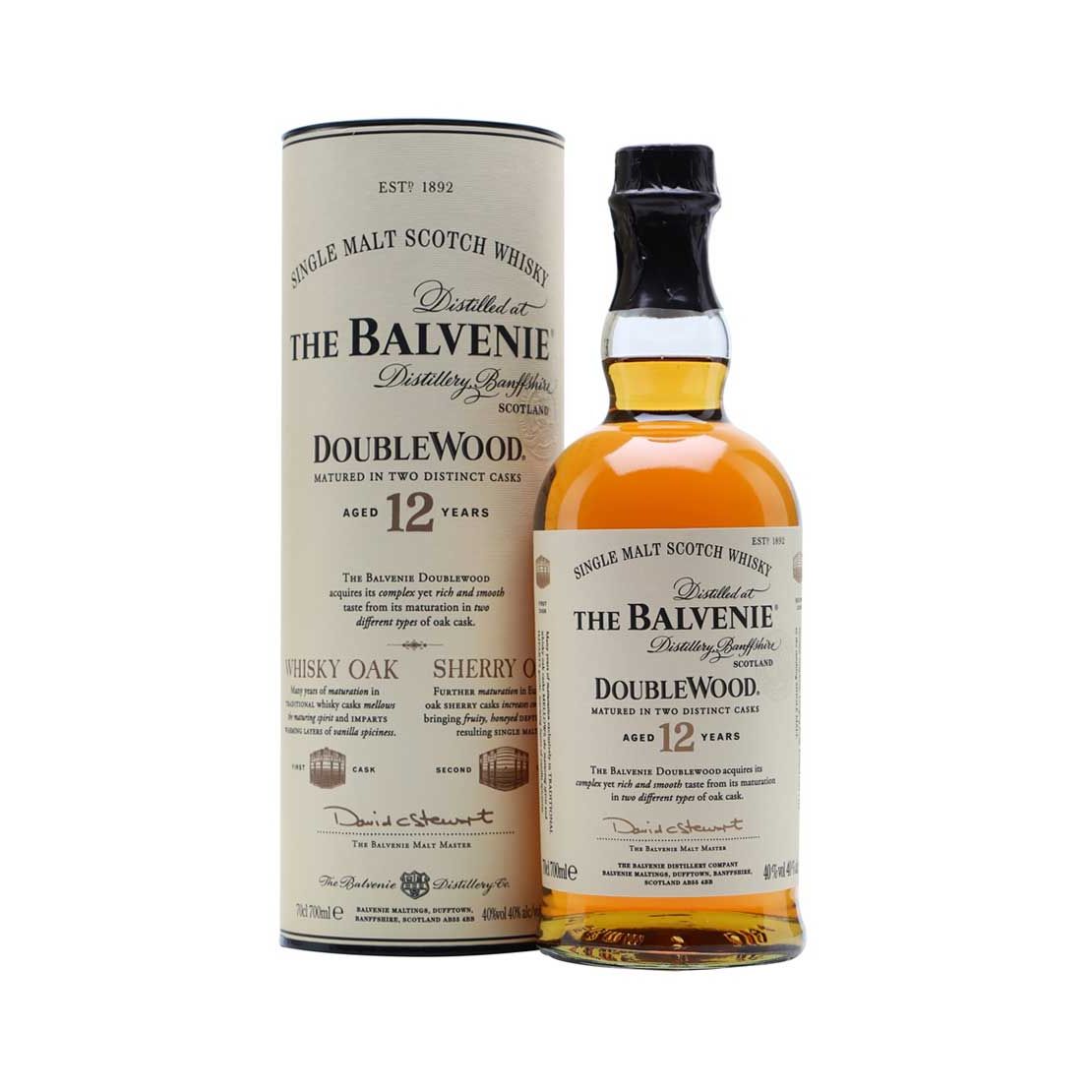 The Balvenie 12 Year Old DoubleWood Scotch Whisky 700mL @ 40% abv        