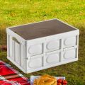 SOGA 52.5x35.5cm 55L White Car & Camping Foldable Storage Box Crate Stackable Container No Handle