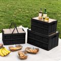 SOGA 52.5cm 55L Black Car & Camping Foldable Storage Box Crate Stackable Container with Handle