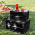 SOGA 52.5cm 55L Black Car & Camping Foldable Storage Box Crate Stackable Container with Handle