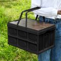 SOGA 52.5cm 55L Black Car & Camping Foldable Storage Box Crate Stackable Container with Handle
