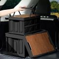 SOGA 52.5cm 55L Black Car & Camping Foldable Storage Box Crate Stackable Container with Handle