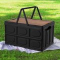 SOGA 52.5cm 55L Black Car & Camping Foldable Storage Box Crate Stackable Container with Handle