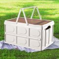 SOGA 52.5cm 55L White Car & Camping Foldable Storage Box Crate Stackable Container with Handle