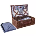 Alfresco 4 Person Picnic Basket Baskets Handle Outdoor Insulated Blanket