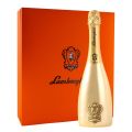 Lamborghini Gold Brut Pinot Noir Chardonnay Sparkling Wine NV + 2 Glasses Gift Box 750mL