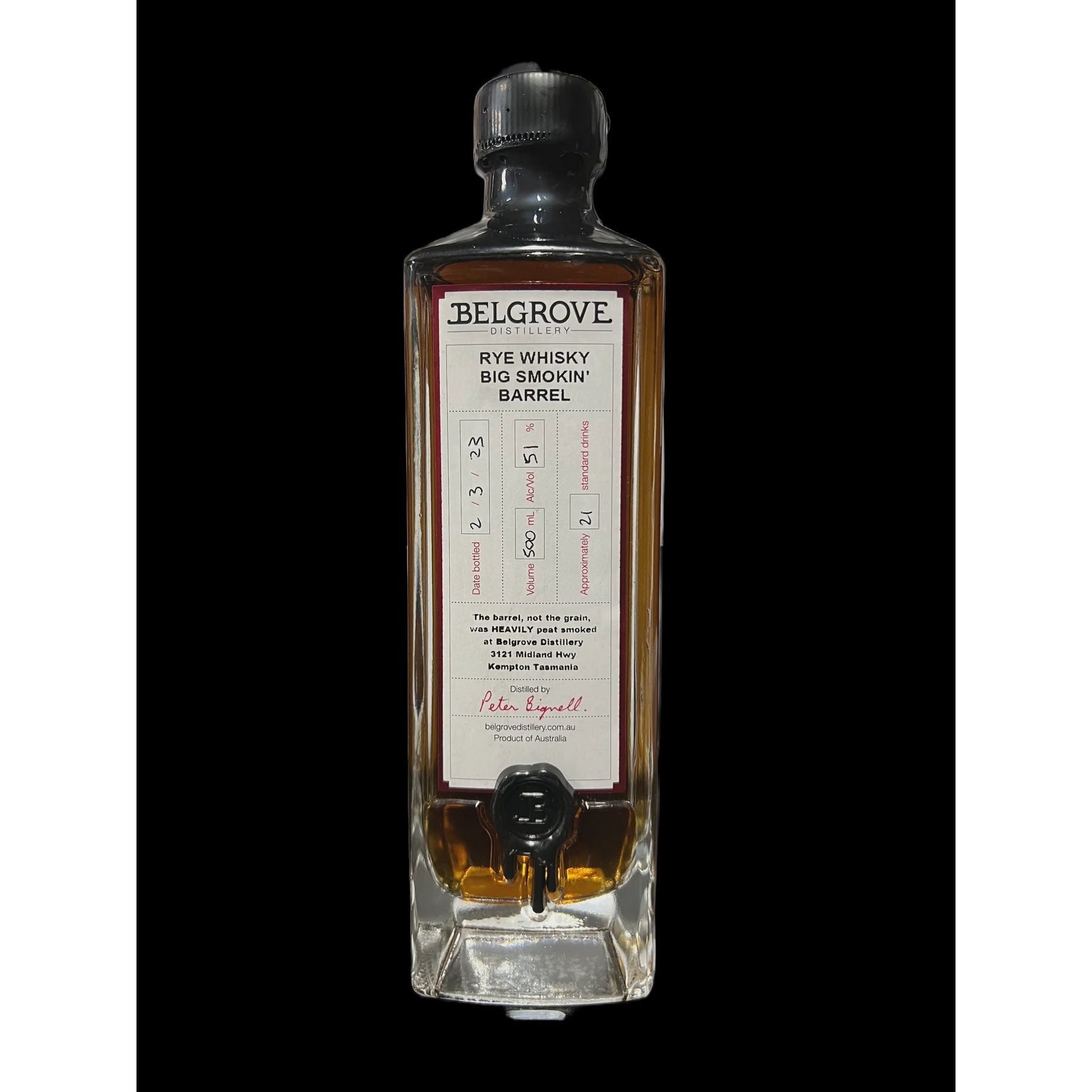 Belgrove 'Big Smokin Barrel' Rye Whiskey