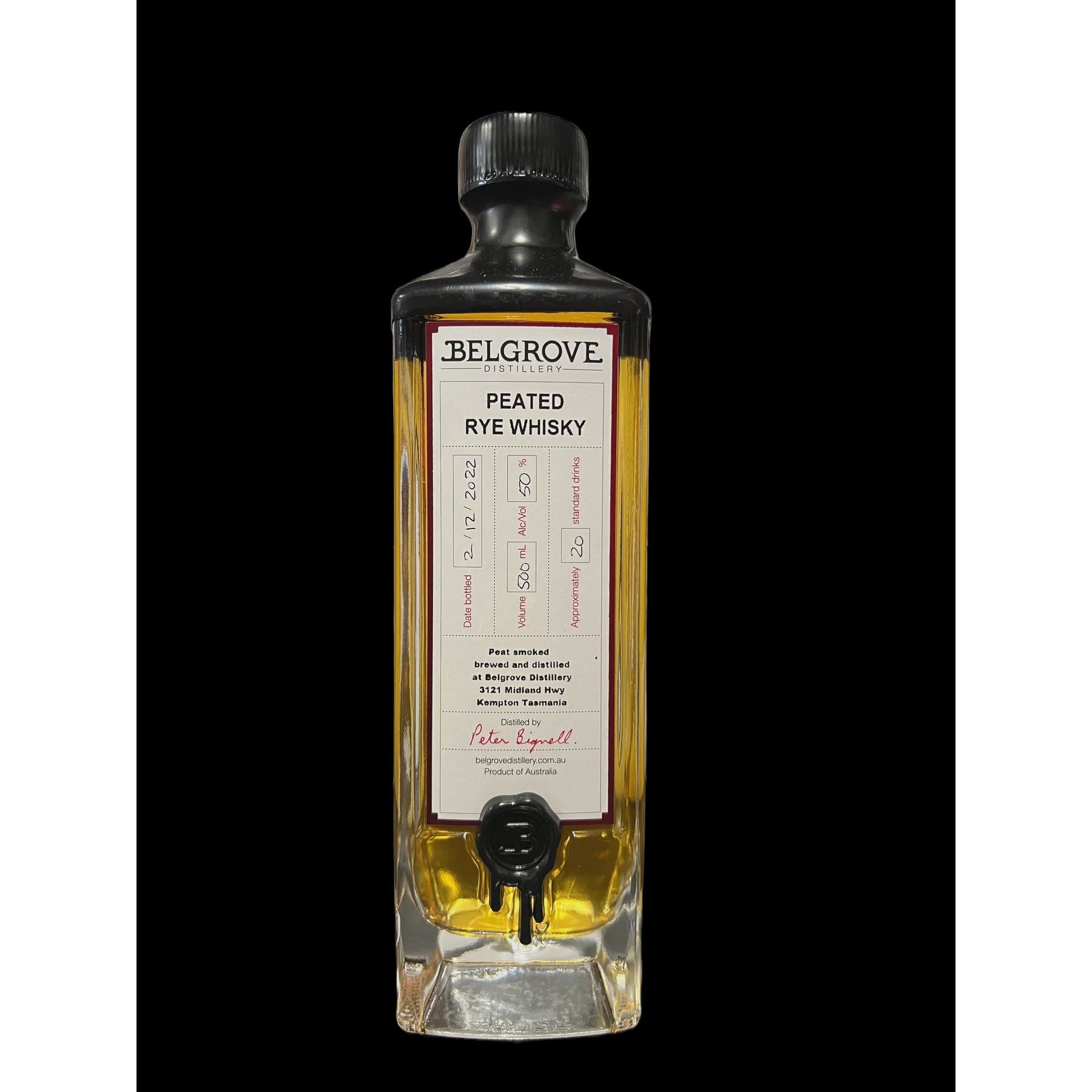 Belgrove Distillery Peated Rye Whisky