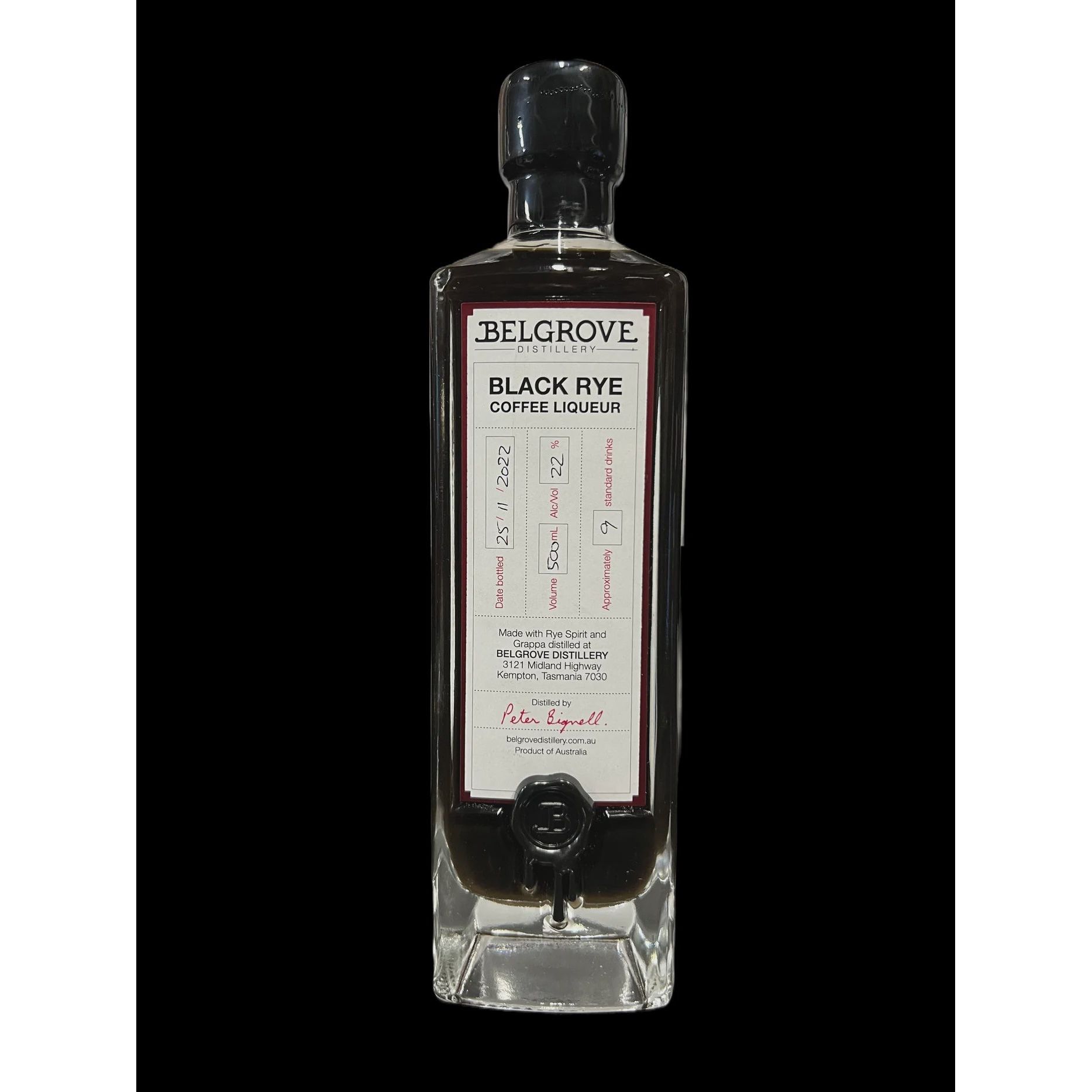 Belgrove Distillery Black Rye Coffee Liqueur