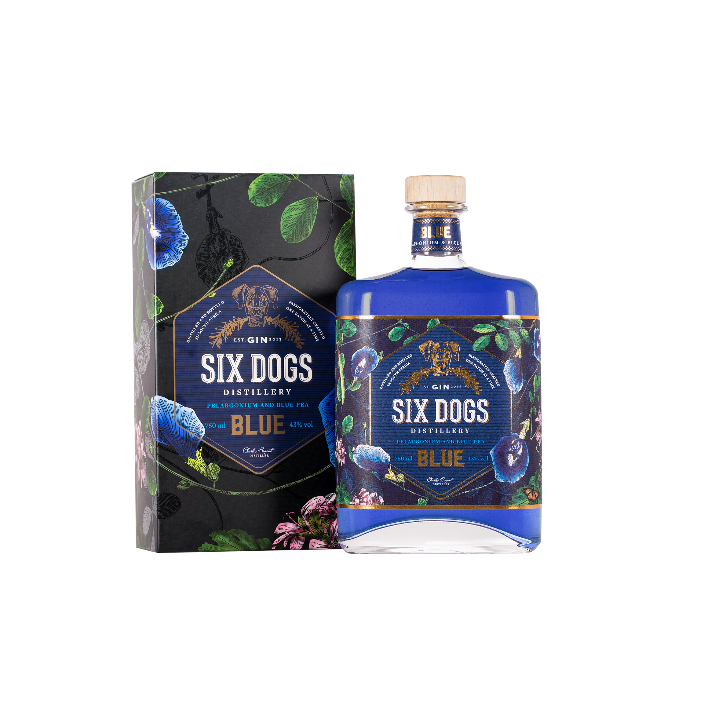 Six Dogs Blue Gin 43% 1 x 750ml