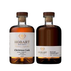Hobart Whisky Christmas Cask Single Malt Australian Whisky + Barrel Aged Christmas Liqueur Gift Pack 2 x 500mL