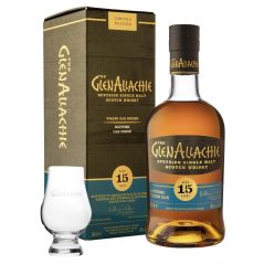 Glenallachie 15 Year Old Scottish Virgin Oak Finish + Glencairn Glass Single Malt Scotch Whisky 700mL