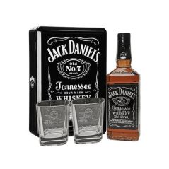 Jack Daniels Old No 7 Tennessee Whiskey:700ml (Tin Box & 2 Glass Set)