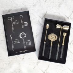 Premium Leather & Brass Cocktail Toolkit