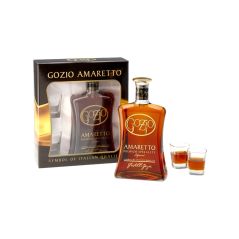 Gozio Amaretto Liqueur + 2 Glasses Gift Pack 700mL