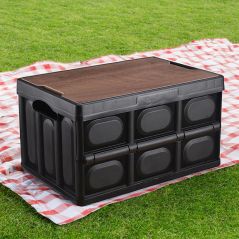 SOGA 52.5x35.5cm 55L Black Car & Camping Foldable Storage Box Crate Stackable Container No Handle