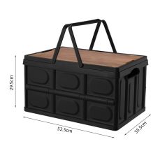 SOGA 52.5cm 55L Black Car & Camping Foldable Storage Box Crate Stackable Container with Handle