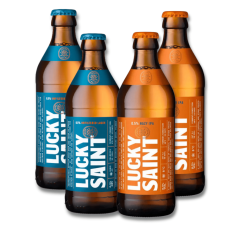 Lucky Saint Unfiltered Lager + Hazy IPA Bundle (16 Bottles)