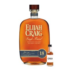Elijah Craig 18 Year Old Single Barrel 2023 Release Kentucky Straight Bourbon Whiskey 750mL + 30mL Barrel Proof Batch C923 Sample