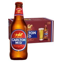 Carlton Mid Beer Case 4 x 6 Pack 375mL Bottles