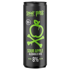 Sour Puss Sour Apple Alcoholic RTD 8% Premix 24 x 330mL Cans