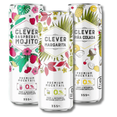 Clever Mocktails Non Alcoholic Zero Sugar Mixed Pack - 12x355ml