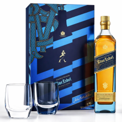 Johnnie Walker Blue Label Scotch Whisky & 2 Glasses Gift Pack 700ml