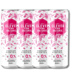 Clever Mocktails Non Alcoholic Pink Gin & Tonic 355ml