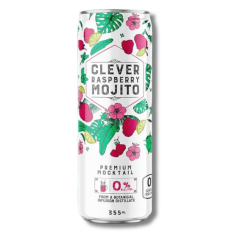 Clever Mocktails Non Alcoholic Raspberry Mojito Zero Sugar 355ml