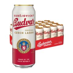 Budvar Premium Czech Lager Imported Beer Case 24 x 500mL Cans