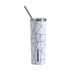 ALCOHOLDER SKNY Slim Insulated Tumbler - WHITE/BLACK Luxe Geo