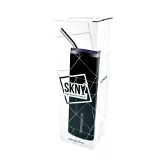 ALCOHOLDER SKNY Slim Insulated Tumbler - WHITE/BLACK Luxe Geo