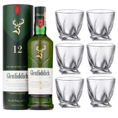Glenfiddich 12 Year Old Single Malt with set of 6 Whisky Tumblers