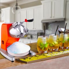 SOGA Ice Shaver Electric Stainless Steel Ice Crusher Slicer Machine Commercial Orange