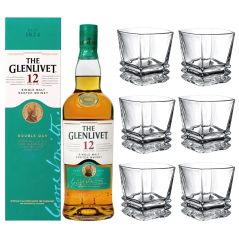 Glenlivet 12 Year Old Single Malt with set of 6 Whisky Tumblers