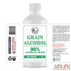Grain Alcohol 96% ABV 192 proof 1 litre