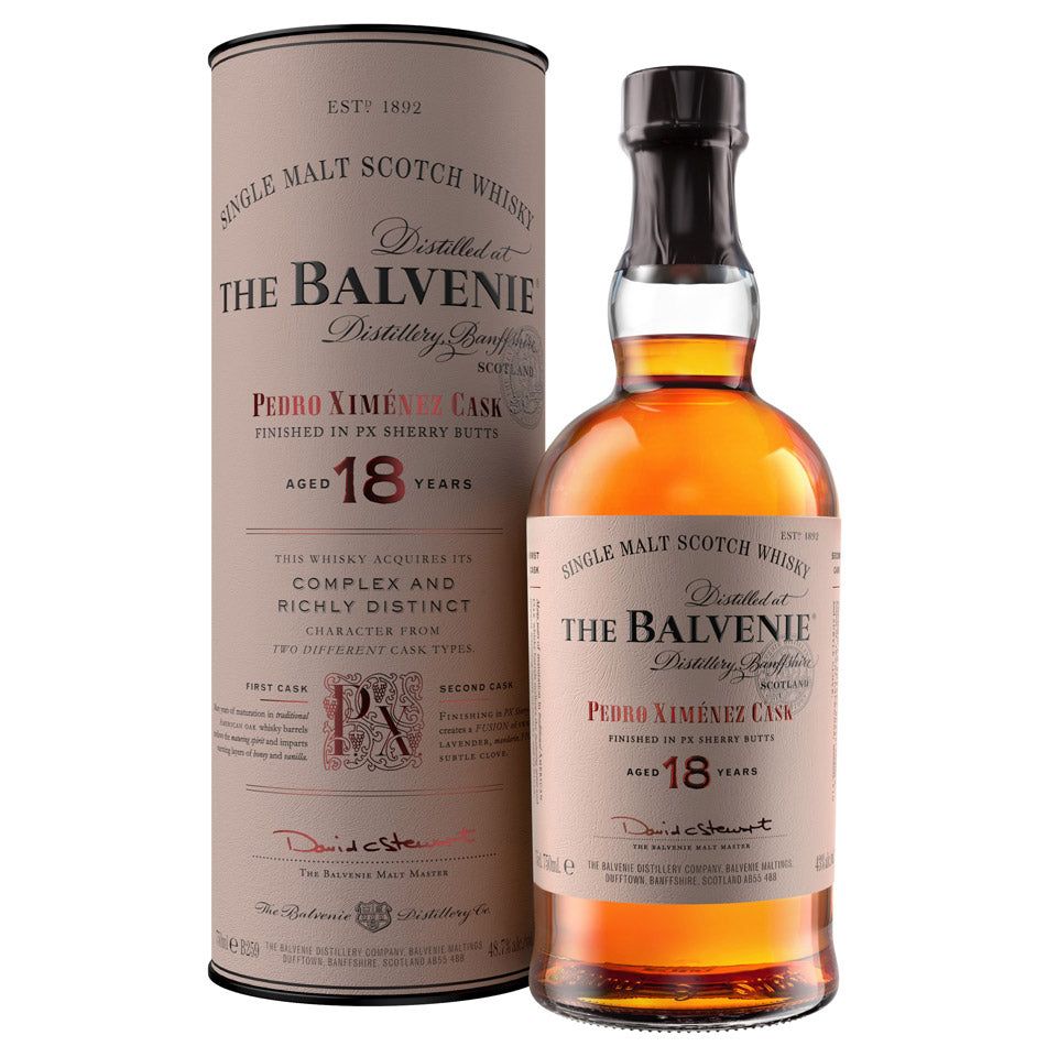 Balvenie 18 Year Old Pedro Ximenez Sherry Cask Single Malt Scotch Whisky 700mL Balvenie 18 Year Old Pedro Ximenez Sherry Cask Single Malt Scotch Whisky 700mL