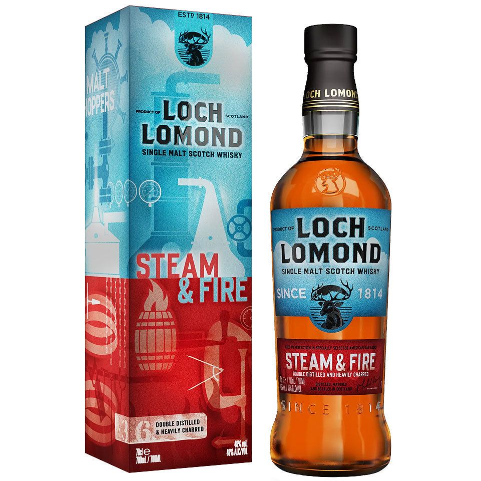 Loch Lomond Steam & Fire Double Distilled and Heavily Charred Single Malt Scotch Whisky 700mL Loch Lomond Steam & Fire Double Distilled and Heavily Charred Single Malt Scotch Whisky 700mL