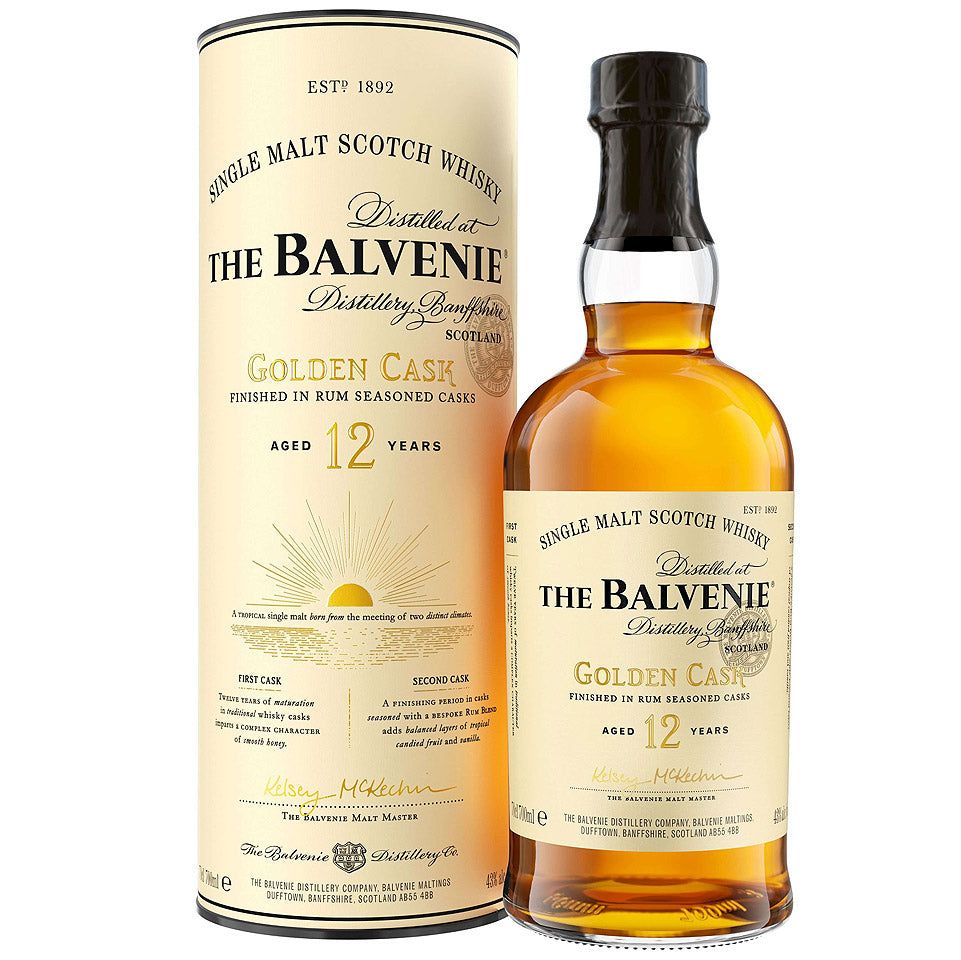 Balvenie 12 Year Old Golden Cask Rum Cask Finish Single Malt Scotch Whisky 700mL Balvenie 12 Year Old Golden Cask Rum Cask Finish Single Malt Scotch Whisky 700mL