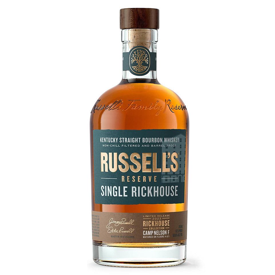 Russell's Reserve Single Rickhouse Camp Nelson F 2023 Limited Release Kentucky Straight Bourbon Whiskey 750mL Russell's Reserve Single Rickhouse Camp Nelson F 2023 Limited Release Kentucky Straight Bourbon Whiskey 750mL