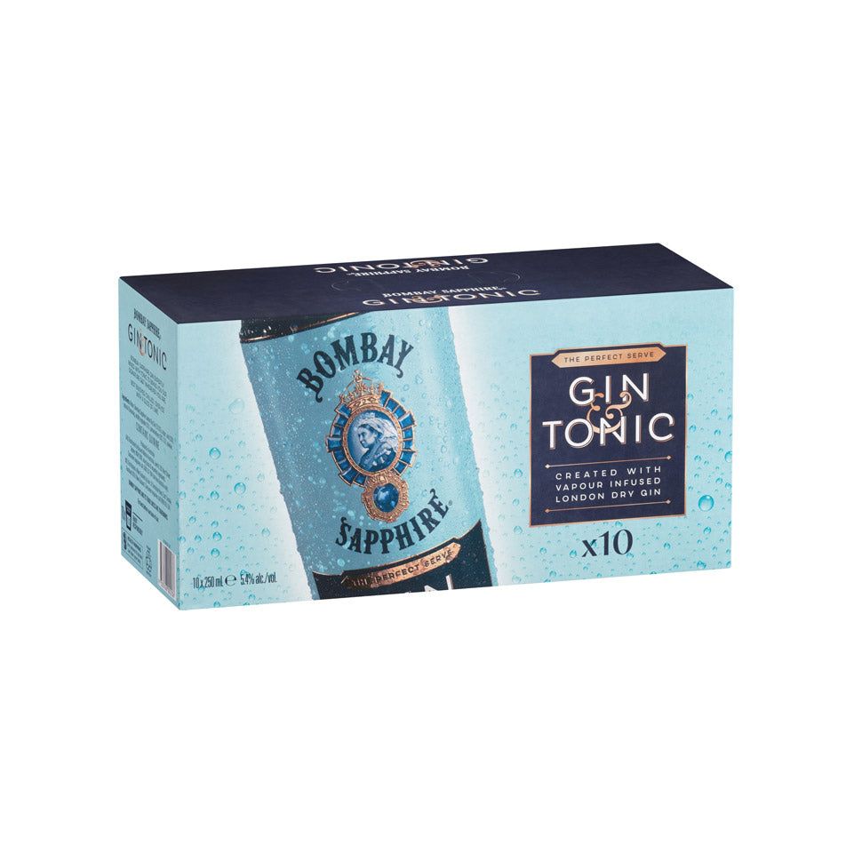 Bombay Sapphire Gin & Tonic 10 x Pack 250mL Cans