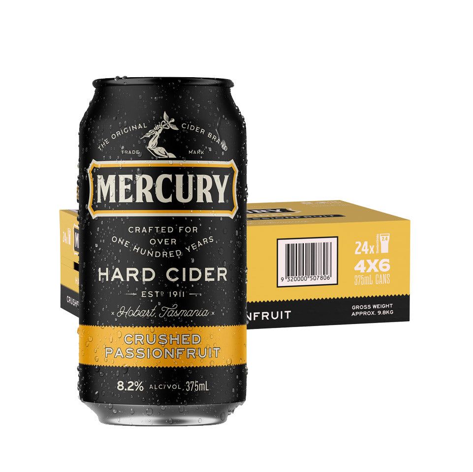 Mercury Hard Cider Crushed Passionfruit Cider Case 24 x 375mL Cans