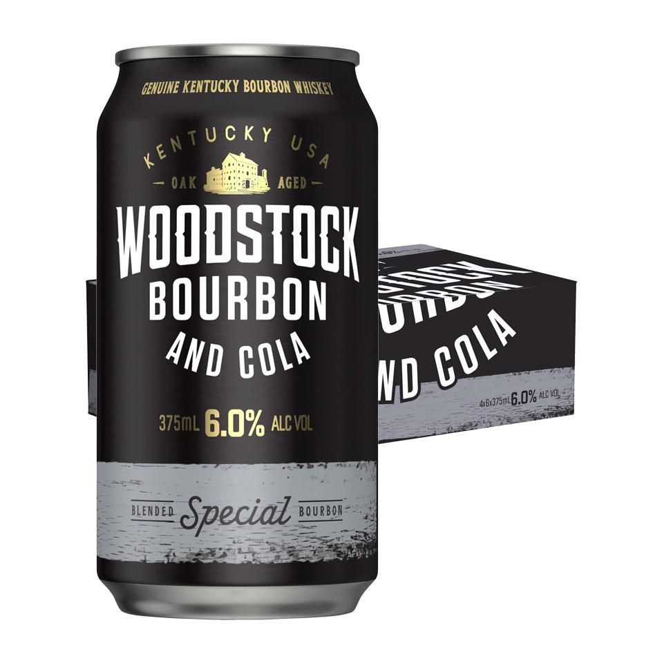 Woodstock Bourbon & Cola Special 6% 4 x 6 Pack 375mL Cans