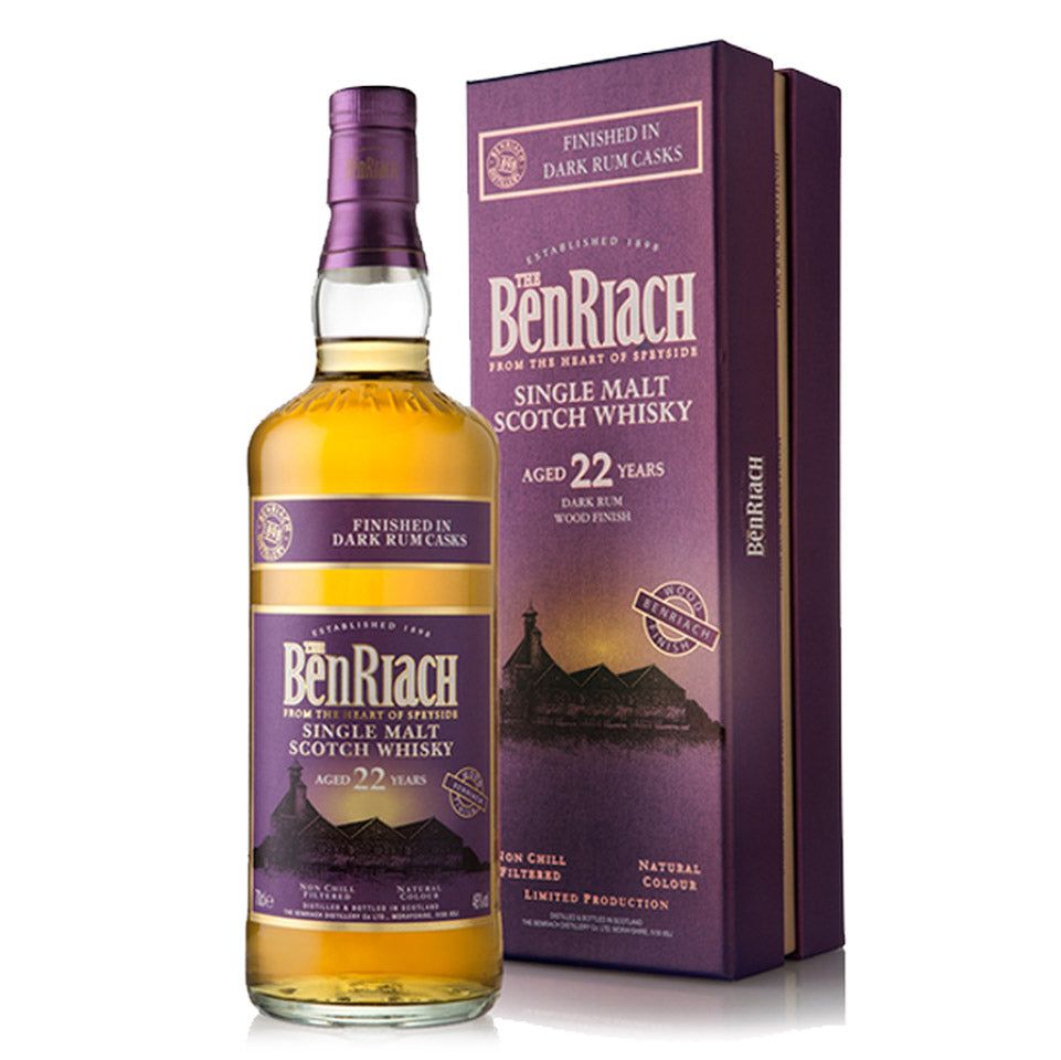 BenRiach 22 Year Old Dark Rum Speyside Single Malt Scotch Whisky 700mL